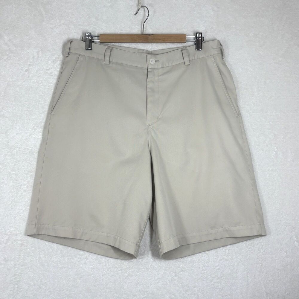 Nike Golf Shorts Mens 34 Beige Dri Fit Performance Flat Front Stretch 206454-244